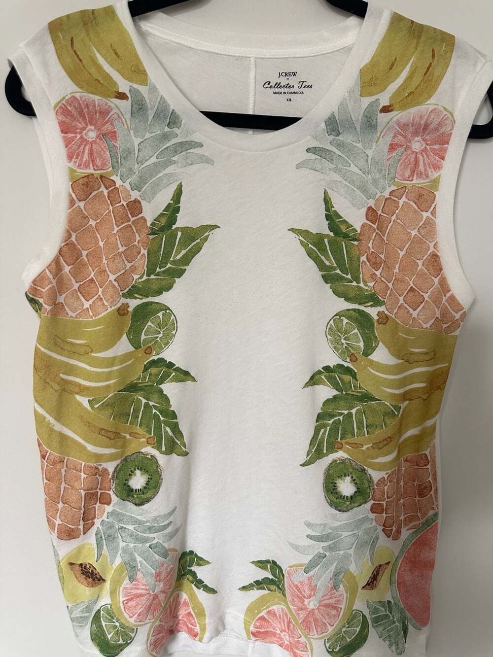 J. Crew Collector Tees Tropical Fruit Salad Sleeveless Tank Top White XS - Picture 2 of 4